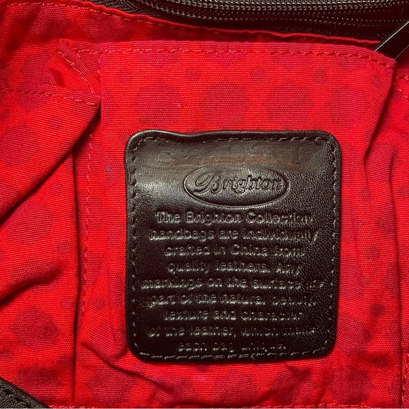 Brighton Zebra Print Canvas Embroidery Floral Shoulder Bag Black Leather Trim - Picture 6 of 11